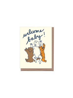 Baby + Dog + Cat New Baby Card