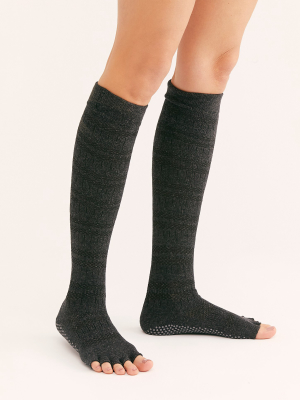 Merci Pointelle Stripe Knee Socks