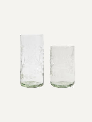 Hand Etched Floral Glasses