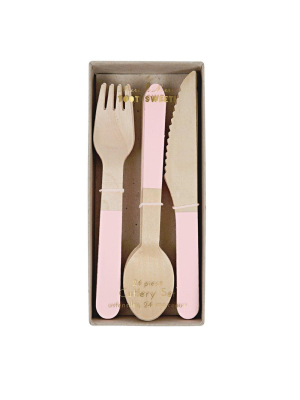 Meri Meri Pink Wooden Cutlery Set