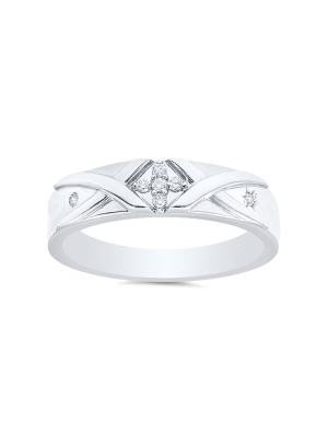 Pompeii3 Mens Diamond Cross Ring 14k White Gold