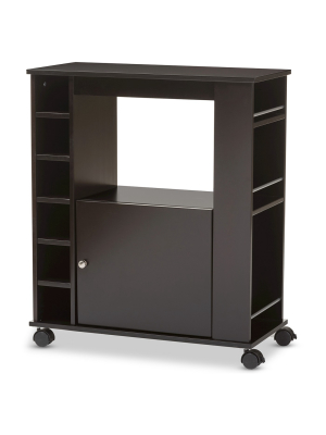 Ontario Modern & Contemporary Dark Brown Wood Modern Dry Bar & Wine Cabinet - Baxton Studio