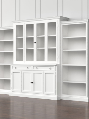 Cameo 4-piece White Glass Door Wall Unit With Open Bookcases