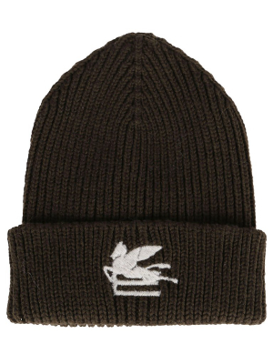 Etro Logo Intarsia Ribbed Beanie