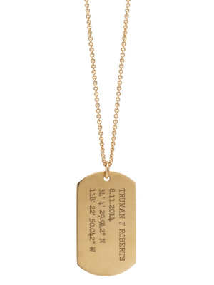 Men's 14k Gold Large Engraved Dog Tag Necklace