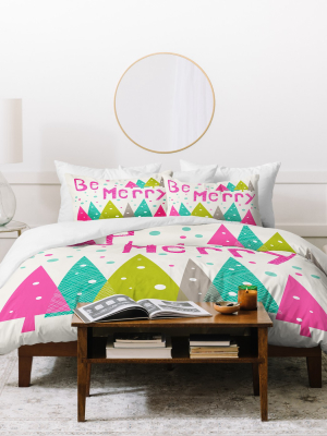 Heather Dutton Be Merry Duvet Cover Set Pink - Deny Designs