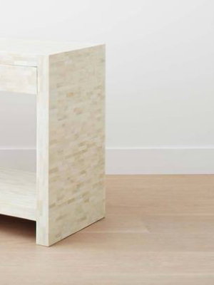 The White Bone Wide End Table With Drawer