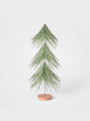 18in Unlit Tinsel Christmas Tree Decorative Figurine Green - Wondershop™