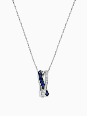 Effy Royale Bleu 14k White Gold Blue Sapphire And Diamond Pendant, 0.26 Tcw