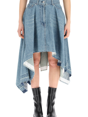 Sacai Asymmetric Denim Midi Skirt