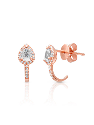 14kt Rose Gold White Topaz Diamond Sophie Huggie Earrings