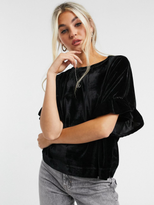 Whistles Velvet Ruffle T-shirt