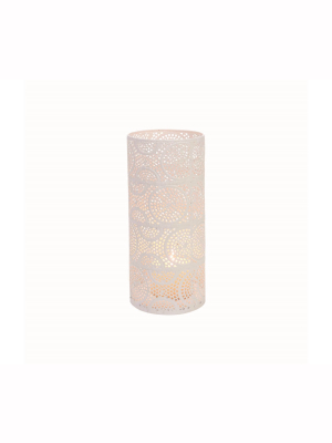 Laser Cut Pattern Metal Pillar Candle Holder - Foreside Home & Garden