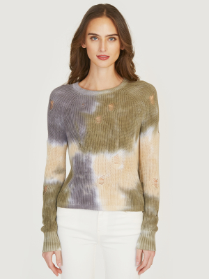 Distressed Splotch Shaker Crew In Neutral