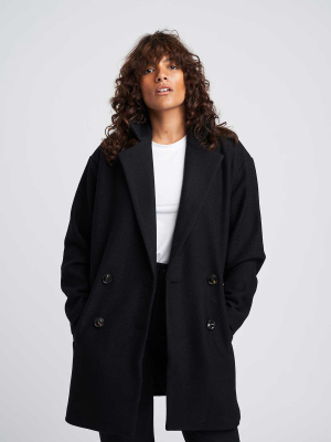 Blair Double Breasted Wool Coat - Black