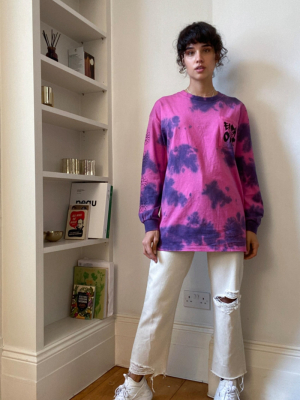 Uo Flowers Tie-dye Long-sleeve Oversize Skate Tee