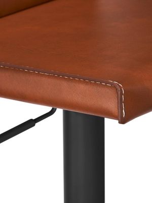 Interlude Home Lorenzo Adjustable Stool - Matte Black &cognac