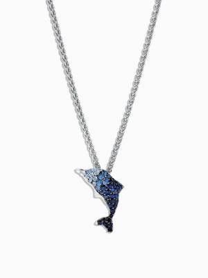 Effy 925 Sterling Silver Sapphire Splash Dolphin Pendant, 1.30 Tcw
