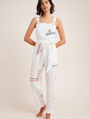 Christie Embroidered Linen Jumpsuit
