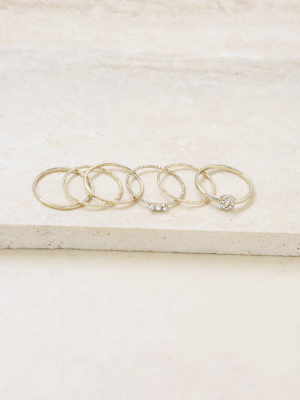 Dainty 18k Gold Plated Stacking Ring Set Of 6