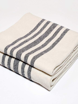 Harlow Henry Cotton Stripe Indigo Throw