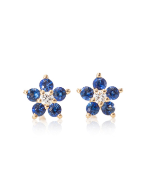 Tiny Sapphire Flower Studs