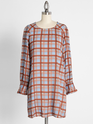 Orange You Plaid Shift Dress