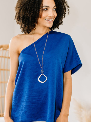 Go With You Royal Blue One Shoulder Top