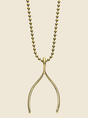 Wishbone Necklace - Brass