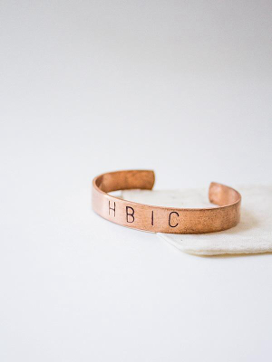 Hand-stamped Wide Cuff: Copper