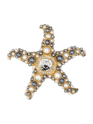 Two Toned Pearl Starfish Brooch