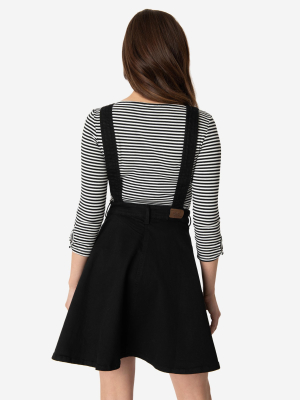 Hell Bunny Black Denim Dakota Overall Skirt