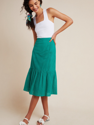 Aja Eyelet Midi Skirt