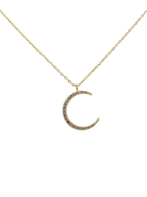 Cz Crescent Moon Necklace