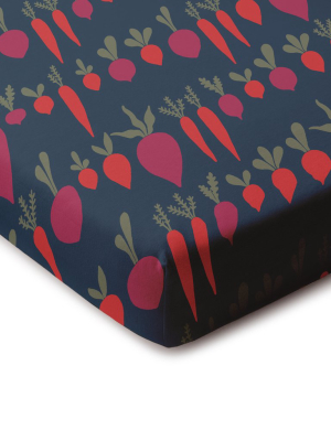 Fitted Crib Sheet - Root Vegetables Night Sky