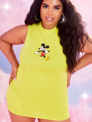 Plus Lime Disney High Neck Bodycon Dress