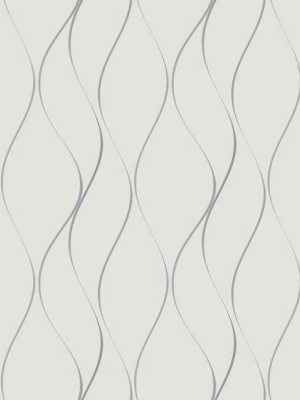 Wavy Stripe Wallpaper In Soft Grey And Silver By York Wallcoverings