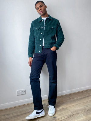 Asos Design Cord Western Jacket In Green