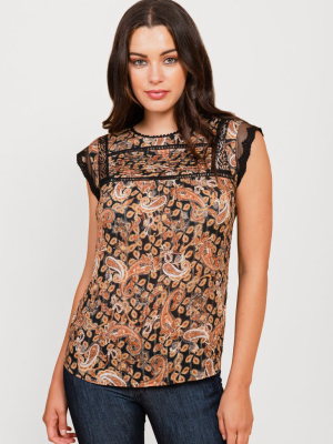 Samantha Ruffle Sleeve Lacework Top