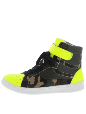 Kathleen220 Camo Two Tone Lace Up Sneaker Boot