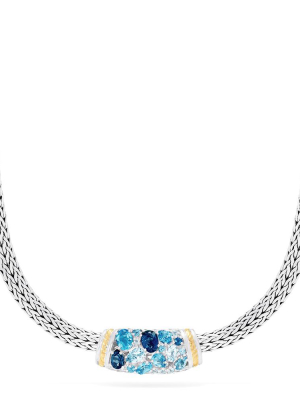 Effy 925 Sterling Silver & 18k Gold Blue Topaz Splash Necklace, 6.70 Tcw