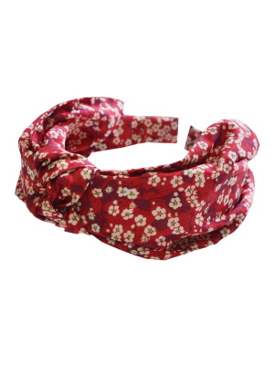 Top Knot Headband Made With Liberty Fabric Mitsi Valeria Red