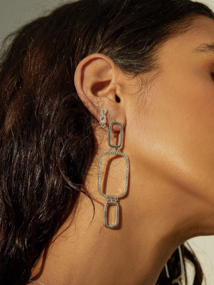 Blair Chain Statement Earrings - Silver