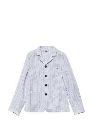 Emporio Armani Kids Pinstriped Single Breasted Jacket