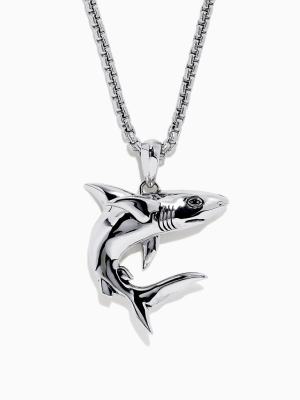 Effy Men's 925 Sterling Silver Shark Pendant, 0.01 Tcw