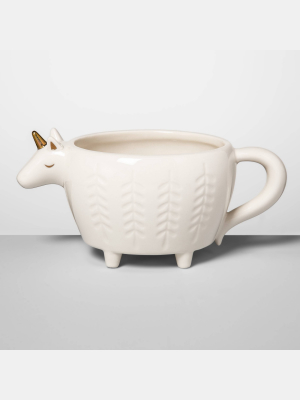 14oz Stoneware Unicorn Figural Mug Cream - Opalhouse™