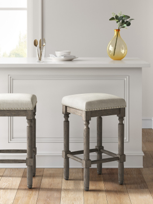 Erving Wood And Upholstered Backless Counter Height Barstool Taupe - Threshold™