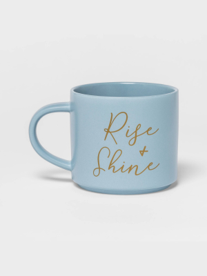 16oz Stoneware Rise And Shine Stacking Mug Blue - Threshold™