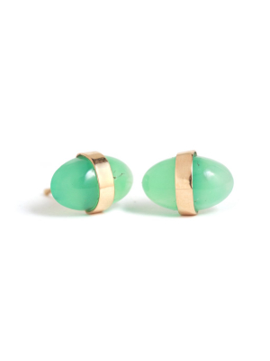 Bezel Wrapped Chrysoprase Studs