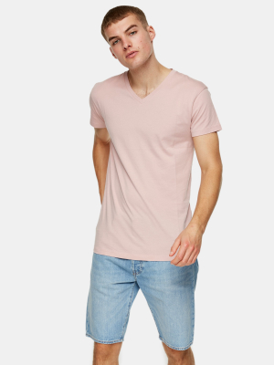 Pink V Neck T-shirt